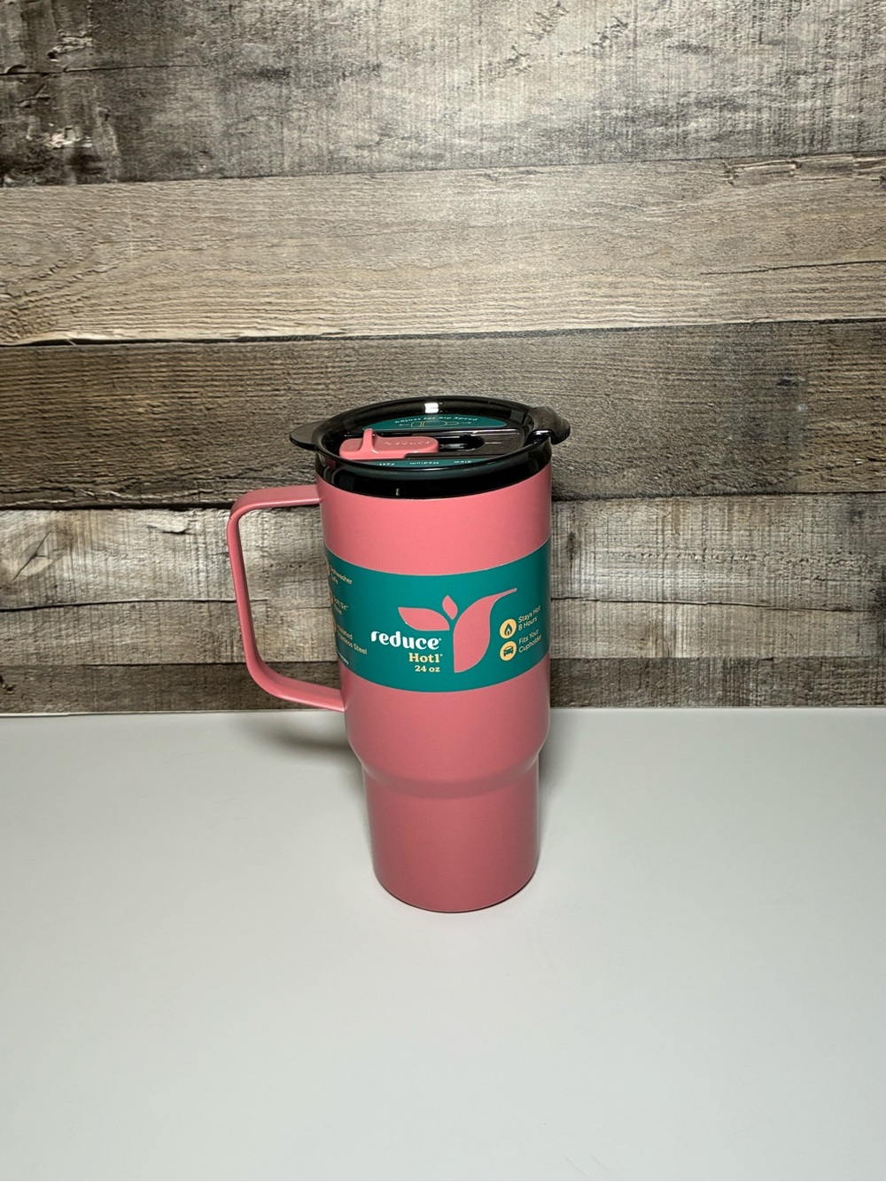 reduce® Hot 24 oz Pink Insulated Travel Tumbler with Handle